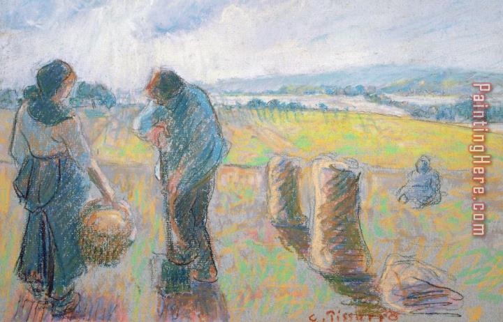 Camille Pissarro Peasants In The Fields